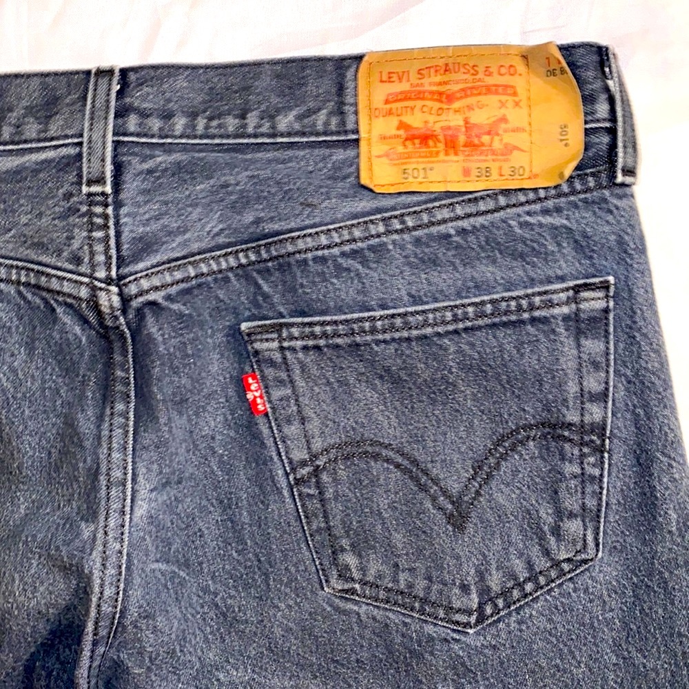 Vintage 501 Levi’s Gray/Black High Waisted Jeans, Size 16 - Picture 6 of 16